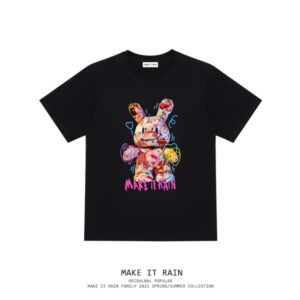 Áo phông Make It Rain Heybig ngắn tay in hình thỏ nhiều màu